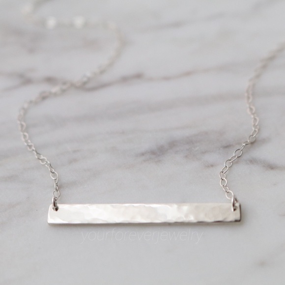 Jewelry Sterling Silver Hammered Blank Bar Necklace Poshmark